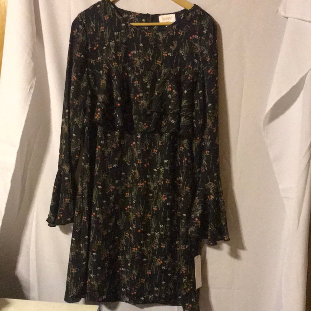 LAUNDRY by Shelli Segal casual flowery black dress